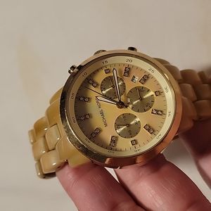 Michael Kors Horn Cream Large Chronograph Watch Unisex *needs new battery